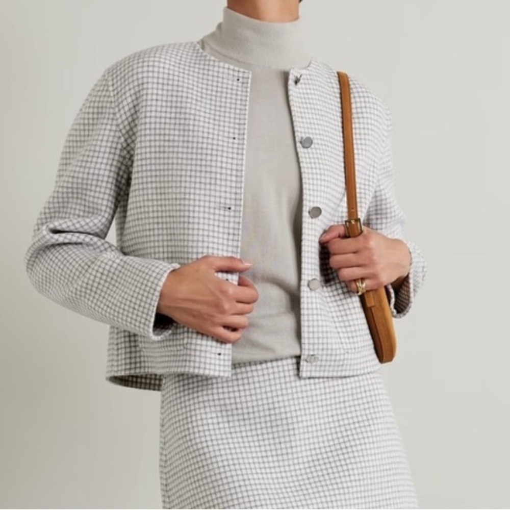 Theory PKT crop DF pattern coat